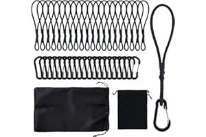 VirtuGro 20 PCS Bungee Cords with Hooks Elastic Small Bungee Cords with Carabiner Clips 5.9In/ 15cm Tarpaulin Hooks for Camping, Luggage, Trailer, Bikes, Banners, Transport, Awnings, and Posters