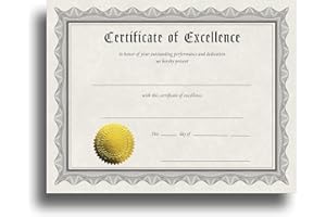 DESKTOP PUBLISHING SUPPLIES Certificate of Excellence Certificate Paper with Embossed Gold Foil Seals - 30 Pack - Parchment Award Certificates for Students, Teachers, Employees - 8.5" x 11" Inkjet/Laser Printable