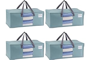 VENO 4 Pack Moving Bags Extra Large Storage Bags for College Move-In, Heavy-Duty Storage Totes, Packing Boxes, and Wardrobe Moving Supplies - Durable Laundry Bags for Clothes (Light Blue, 4 Pack)