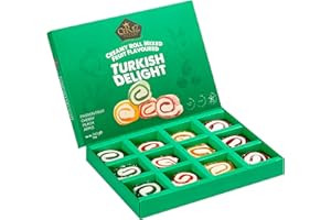 ÇEREZ PAZARI Cerez Pazari Turkish Delight Candy Creamy Roll Mixed Fruit Flavoured Vegan Gifts 12 oz Gourmet Snacks Gift Box | Plant Based Vegan Snacks, Traditional Dessert, Weird Candy