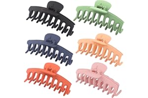 Fermaglio per capelli smerigliato con 6 clip. iMama 4.3" grande pinza per capelli Jumbo Claw Clips Artigli per capelli forti e antiscivolo in 6 colori.Adatto a ragazze con capelli spessi e diradati