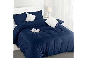 Utopia Bedding Funda Nordica Cama 150 - Microfibra Juego de Funda Edredon 230x220 cm y 2 Fundas de Almohada 50x75 cm (Azul Marino)