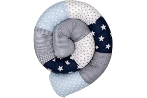 Paracolpi ULLENBOOM ® in blu, azzurro, grigio (paracolpi cilindrico 200x13 cm, ideale per coprire gli spigoli e supportare i neonati)