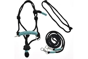 LarDen Hobby Horse Accessoires - Ensemble de Corde | Licol avec Rênes & Collier pour Cheval Bâton | GR. M - Turquoise, Moyen | Fait à la Main | Hobby Horsing | Tête de Cheval Réaliste à Chevaucher
