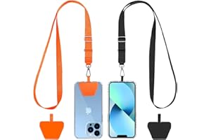 CACOE Uniwersalny łańcuszek na telefon komórkowy, 2 sztuki – 2 x regulowana smycz na klucze, 2 x trwała naszywka, smycz na telefon komórkowy, kompatybilna z większością smartfonów
