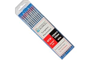 ELECTROMECANICA CANTABRIA ELCAN ELCAN Tungstenos soldadura TIG Torio 2.0% Rojo WT20 profesional, electrodos soldadura para torcha TIG de 1,0 1,6 2,0 2,4 3,2 4,0 mm, 10 unidades - Dimensiones: 3,2 x 175 mm