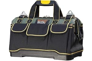 16-Inch Tool Bag With PVC Base - Multi-Functional Large Capacity Waterproof Tote for Electricians and Carpenters