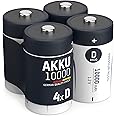 Ansmann D Size Batteries [Pack of 4] Long Lasting Precharged Rechargeable D Type 10000 mAh NiMH Maxe Pro Battery for Digital Cameras, Flashguns, Toys, Audio Devices and Radio Controls, silver