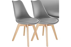 ‎TECTAKE tectake® 2er Set Esszimmerstühle, Stühle, Küchenstühle modern, Essstühle, Stuhl für Wohnungseinrichtung skandinavisch, Küchenstuhl oder Esszimmerstuhl, Holzstuhl, Esszimmermöbel - grau, 2er Set