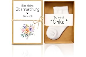 ‎TUZELIYA TUZELIYA Schwangerschaft Verkünden mit Geschenkbox - Du werdet Onkel - Perfektes Baby Geschenk für werdende Großeltern - Baby Überraschung Verkündung mit Babysöckchen - Onkel