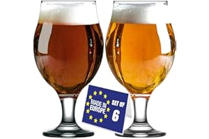 NORDIC SCHILLER Verres à Bière Pint, 570ml Lot de 6, 100% SANS PLOMB, Verre a Biere, Verres à Bière, Verres à Pied pour la Biere, Verres Belges pour la Bière, Belgian Beer Glasses
