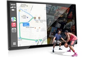 Volam 9''Pantalla Inalámbrica CarPlay y Android Auto con Netf1ix/Y0uTube Integrados,Cámara Trasera Navegación Siri/G00gle Asistencia Actualización FM Compatible con iOS 10+ Android 11+