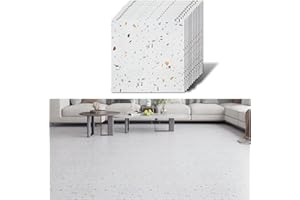 VEELIKE Wykładzina podłogowa z PCW, samoprzylepna, winylowa, granit, biały, naklejki na płytki, podłoga łazienkowa, wodoodporna, z wenylowym wykładziną podłogową, marmur, płytki winylowe, do salonu,