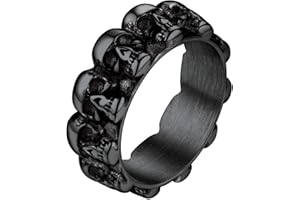 Bandmax Anello Uomo con Teschio, 4 Stili Anello Argento/Nero Uomo Acciaio Inossidabile, 14-32 Misura Anelli Teschi da Uomo, Idee Regalo per Ragazzo Punk Rapper Rock