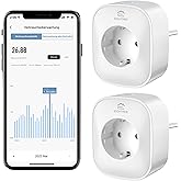 WiFi Smart Socket with Current Measurement, Alexa Socket, Pack of 2, Smart Home WiFi Socket, Alexa Accessories, Schedule, Rem