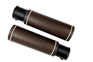 Kirsch. 1 x Pair Brown Leather Finials For 19mm Curtain Poles Stitched Tube Pole End