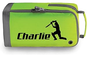 beyondsome Personalised Childrens Cricket Boot Bag Kids Sports Pe Kit Sport Gift, Lime Green/Black Print