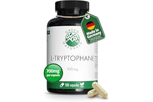 L-Tryptophane - Hautement dosé: 700 mg par gélule - 6 mois d'approvisionnement (180 gélules) - Végétalien & sans additifs - Green Naturals®