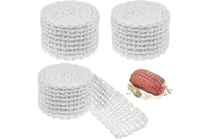 GBKDQQ 3 Rolle Fleischnetz, Schinkennetz Weiß, rollbratennetz, Baumwollfaden Rouladennetz Kochzubehör Fleischnetzrolle, Räuchernetz zum Aufbewahren Aufhängen Backen Kochen Schinken, 3M/Rollen