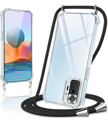 Schutzhülle Mit Lanyard Für Xiaomi Redmi Note 10 Pro – Schwarz, Love-Herz-Motiv, Stoßfest, Mit Handykette