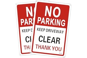 AYIFAN Confezione da 2 cartelli trasparenti con scritta "No Parking Keep Driveway", 300 mm x 200 mm, in alluminio riflettente, per cancelli, cortili, uso interno ed esterno, resistente alle intemperie, 6