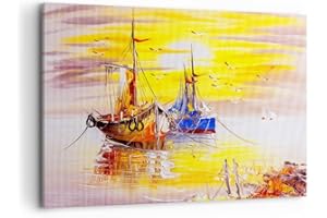 ARTTOR Lienzos decorativos 100x70cm Cuadro Sobre Lienzo Moderno Barcos Sol mar viajes Grande Dormitorio Cocina Cuadros Pared Imágenes Cuadros Decoracion Salon Wall Art Prints Decor Canvas AA100x70-2882