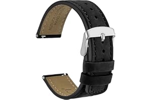 Wocci Pasek do zegarka, w stylu retro, skóra nubukowa, szybkie odpinanie, klamra ze stali nierdzewnej, szerokość paska: 18/20/22 mm