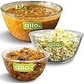 Allo Food Safe Borosilicate Glass Mixing & Serving Bowls for Kitchen, Oven & Microwave Safe Bowls, Dishwasher and Freezer Saf