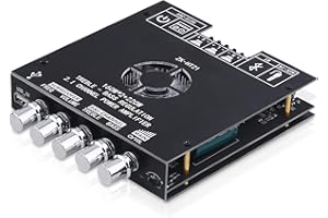 SIKKEBY Amplificatore HiFi con Bluetooth, ZK-HT21 2.1 canali 160W x 2+220W subwoofer stereo mini modulo ricevitore amplificatore audio di potenza con ingresso BT/USB/AUX, chip TDA7498E, DC 15-36V