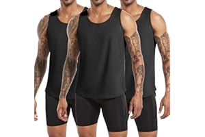 Boyzn 3 Pack Men's Cotton Vests Tank Tops, Athletic Workout Muscle Tank Tops, Breathable Sports Gym Vests Tops for Men, Fitness Bodybuilding Sleeveless T-Shirts for Training Running Basketball