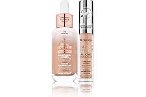 Deborah Milano-Set Fondotinta in Siero Skin Booster SPF15,N.3 Medium, con Vitamina C, Effetto Naturale,30 ml e Correttore Fluido 24 Ore Perfect All-Over, 03 Sand, Lunga Tenuta Waterproof, 5.5 gr