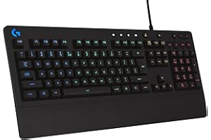 ‎LOGITECH G Logitech G213 Gaming Keyboard Prodigy, RGB lighting, programmable G-keys, multimedia controls, integrated palm rest, splashproof, UK UK QWERTY layout, Black