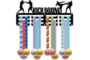 CREATCABIN Porta Medaglie per Kick Boxing Appendiabiti per Medaglie Espositore Sport Metallo Premi da Appendere Ferro Supporto Piccolo Decorazione Premi per Parete Casa Distintivo Corsa 29x13cm