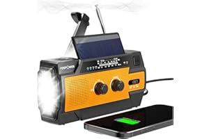 FosPower - Kurbelradio NOAA/AM/FM mit 14800mWh (4000mAh) Tragbare Powerbank -Aufladung per USB, Solar, Handkurbel & Batteriebetrieben - SOS-Alarm & Taschenlampe für Notfälle drinnen & draußen