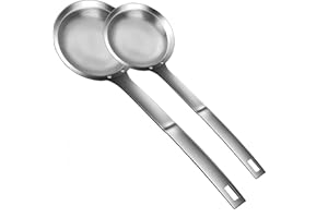HJYDGJ Pack of 2 Fine Kitchen Spider Strainer for Kitchen Grease Skimmer Spoon with Holes Ladle with Holes Small Sieve Fine Straining Spoon Skimmer Stainless Steel Spaghetti Spoon Frying Ladle