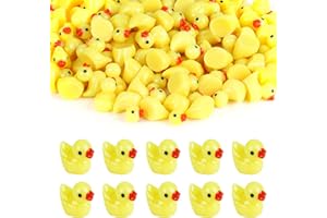 ELEKTHEIM Lot de 100 mini canards miniatures en résine - Mini canards miniatures - Pour aquarium, maison de poupée, jardin miniature - Accessoires de bricolage - Statues miniatures et décoration de la maison -