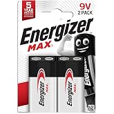 Energizer Max 9V Alkaline Battery (Pack of 2) - 9 Volt Batteries - for | for smoke/carbon monoxide detector, electronics and