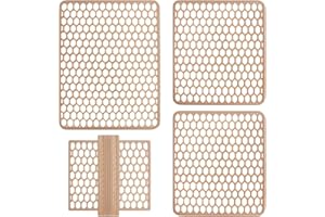SARANI Set Tappeti Lavello 4 Pezzi Salva Lavandino Parabordo Scolapiatti Colorati Gomma (Beige)