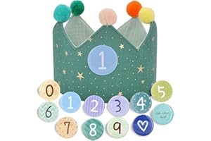 JOYUE Corona de Infantil Cumpleaños, Corona Tela Cumpleaños Niño Sombrero de Cumpleaños con Números Intercambiables del 0 al 9, Unisex Corona Regalo Cumpleaños para Fiestas de Cumpleaños