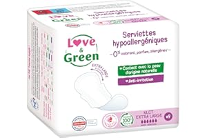 Love & Green Asciugamani ecologici "NOTTE EXTRA LARGE" - Certificati Ecolabel - 9 pezzi - 0% colorante, profumo, allergeni
