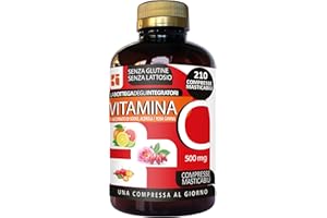 LABOTTEGADEGLIINTEGRATORI Vitamina C da Ascorbato Di Sodio Acerola e Rosa Canina 210 Compresse Masticabili 1 al dì | Senza Glutine e Lattosio | Meno Acida | Assorbimento più rapido | origine non animale | 500 mg