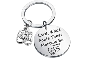 FAADBUK Funny Shakespeare Midsummer Night's Dream Book Club Keychain Lord, What Fools These Mortals Be Jewelry Drama Theater Mask Gift for Actor Actress(What fools K-S)