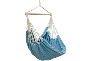 AMANKA XXL Family Hammock Many people hammock Load capacity max. 150 kg Giant hanging cloth chair 190 x 140 cm 100% cotton Hammock incl. safety swivel Pacific Blue