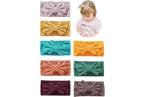 Hocaies Vendas del bebé Hairband de los bebés recién Nacidos Diademas de bebé anchas con lazo Diadema Elástica Niñas Banda Para Cabeza Bebe Accesorio Bebe Niñas Recien Nacida (8 Piezas - D)