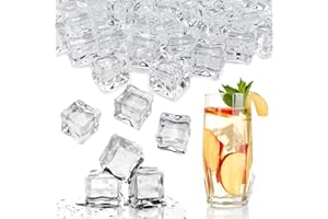 LYFJXX Fake Crushed Square Ice Cubes Artificial Acrylic Crystal Diamonds for Vase Fillers,Table Scatter, Party Favor, Wedding Decoration, Photography Props, Food Display, DIY crafts(square-20MM 50 pieces)
