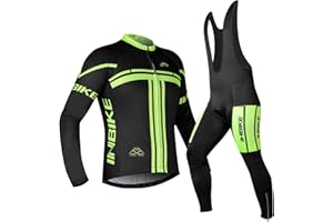 INBIKE Completo Ciclismo Uomo Invernale Maglia Manica lunga Tuta Ciclismo Giacca bici Pantaloni con Bretelle in Gel 3D Abbigliamneto Ciclismo