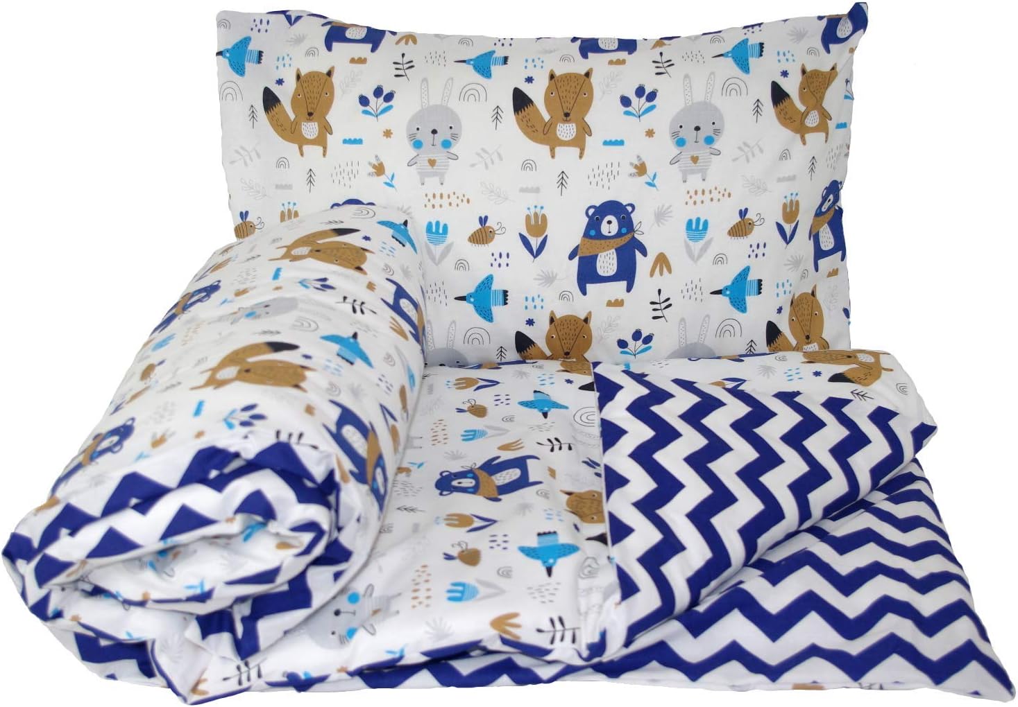 Baby's Comfort Reversible 2pcs Baby Bedding Set Duvet/Quilt Cover + Pillowcase (120x90cm for cots and cotbeds, 3 - Beige Chevron/Cream)