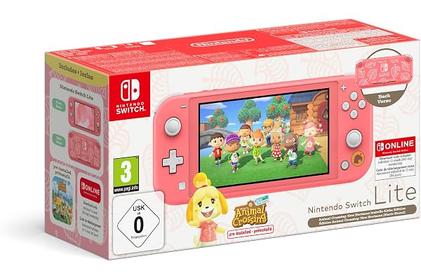 Nintendo Switch Lite - Consola Coral + Animal Crossing + 12 meses NSO