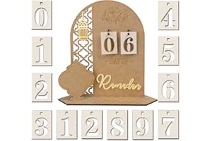 COLOFALLA Ramadan Deko Ramadan Kalender DIY Holz Eid Mubarak 30 Tage Countdown Kalender mit Zahlen Tischdeko Islamische Ramadan Geschenke Dekoration für Kinder Familie