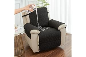 DUJUIKE Wasserdicht Sesselschoner Sesselauflage mit Armlehnen, Sesselschoner Bezug für Relaxsessel, Möbelschutz für Kinder, Hunde, Katzen (Schwarz, 1 Sitzer Relaxsessel)